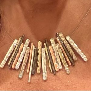 Multicolored metals unique necklace